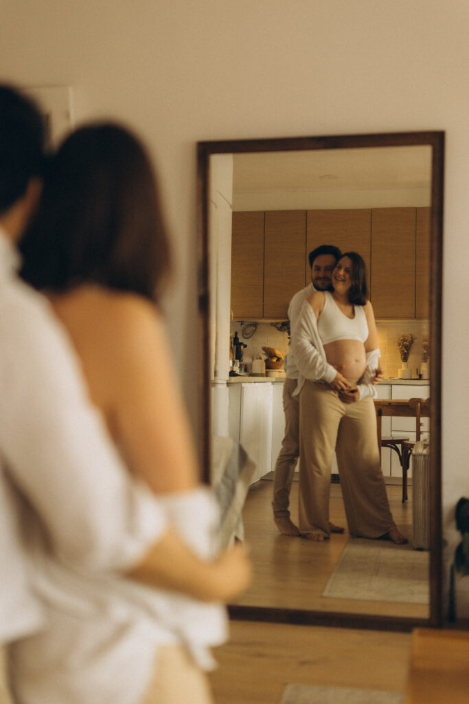 Romantic engagement photography at home