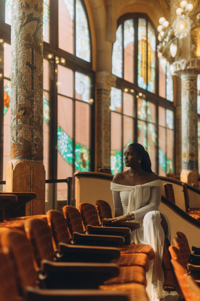 Timeless portrait at Palau de la Música in Barcelona’s cultural center